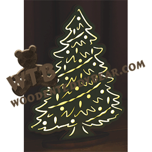 Finished example of Standing Lighted Christmas Tree | A Fretwork Scroll Saw Pattern from The Wooden Teddy Bear