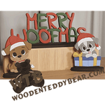 Finished example of Merry Woofmas Puppies Segmentation Set | A Fretwork Scroll Saw Pattern from The Wooden Teddy Bear