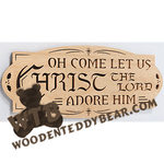 Finished example of O Come Let Us Adore Him | A Fretwork Scroll Saw Pattern from The Wooden Teddy Bear
