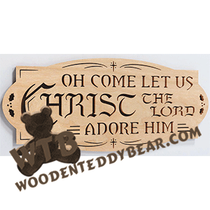 Finished example of O Come Let Us Adore Him | A Fretwork Scroll Saw Pattern from The Wooden Teddy Bear