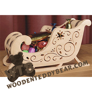 Finished example of Christmas Sleigh Layered Candy Dish | A Fretwork Scroll Saw Pattern from The Wooden Teddy Bear