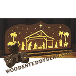 Finished example of Standing Lighted Nativity Scene | A Fretwork Scroll Saw Pattern from The Wooden Teddy Bear