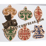 Finished example of Flourish Bauble Ornaments | A Fretwork Scroll Saw Pattern from The Wooden Teddy Bear