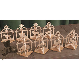 8 Slotted Barn Animal Ornaments