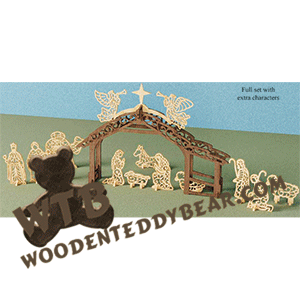 Filigree Nativity Set | Fretwork Scroll Saw Pattern | Wooden Teddy Bear