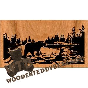 Black Bear with Cubs fretwork scroll saw pattern | The Wooden Teddy Bear