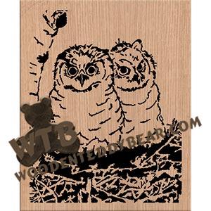 Baby Owls fretwork scroll saw pattern | The Wooden Teddy Bear