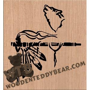 Peace Pipe with Wolf Fretwork Scroll Saw Pattern | The Wooden Teddy Bear