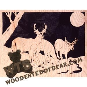 Deer in Moonlight Fretwork Scroll Saw Pattern | The Wooden Teddy Bear