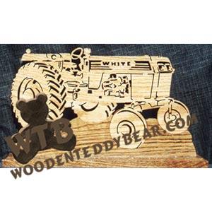 White Tractor Fretwork Scroll Saw Pattern | The Wooden Teddy Bear