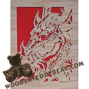 Rectangular Dragon Head Fretwork Scroll Saw Pattern | The Wooden Teddy Bear