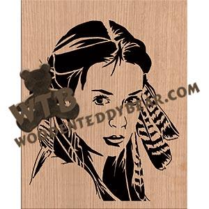 Indian Woman advanced fretwork scroll saw pattern | The Wooden Teddy Bear