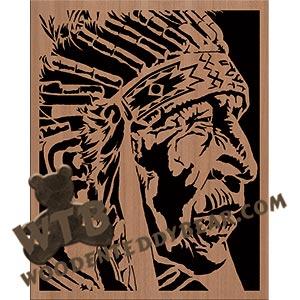 Chief Profile advanced fretwork scroll saw pattern | The Wooden Teddy Bear