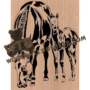 Mare & Foal #1 |  Advanced Fretwork Scroll Saw Pattern | Wooden Teddy Bear