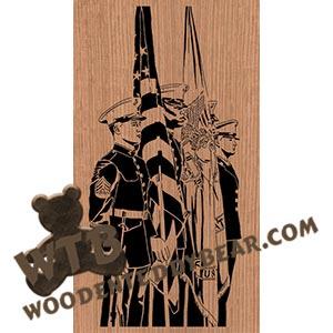 Marine Color Guard |  Advanced Fretwork Scroll Saw Pattern | Wooden Teddy Bear