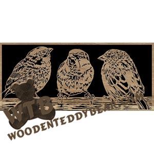 Sparrows |  Advanced Fretwork Scroll Saw Pattern | Wooden Teddy Bear