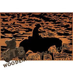 Sunset Rider Silhouette - Advanced | Fretwork Scroll Saw Pattern | Wooden Teddy Bear