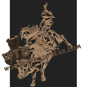 Bull Rider #1 - Advanced | Fretwork Scroll Saw Pattern | Wooden Teddy Bear