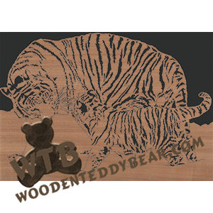 Tiger & Cub - Advanced | Fretwork Scroll Saw Pattern | Wooden Teddy Bear
