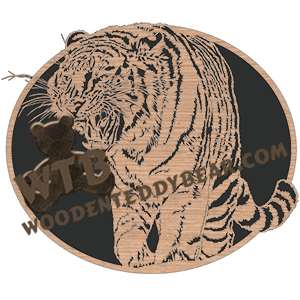 Tiger Prowl Oval - Advanced | Fretwork Scroll Saw Pattern | Wooden Teddy Bear