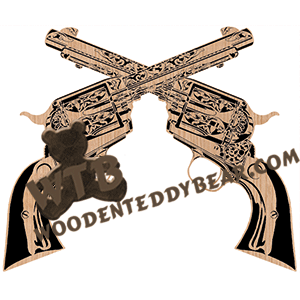 Crossed Revolvers #1 - Advanced | Fretwork Scroll Saw Pattern | Wooden Teddy Bear