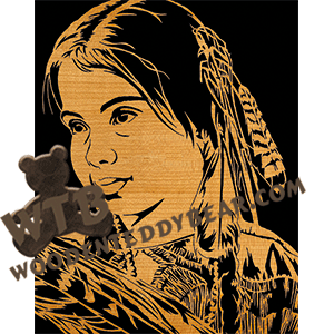 Native American Girl #1 - Advanced | Fretwork Scroll Saw Pattern | Wooden Teddy Bear