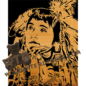 Native American Woman #2 - Advanced | Fretwork Scroll Saw Pattern | Wooden Teddy Bear