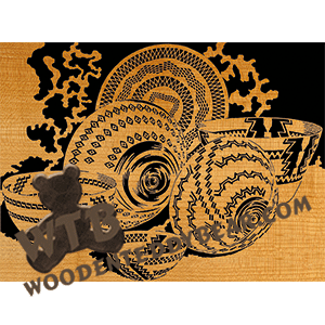 Woven Baskets Still Life - Advanced | Fretwork Scroll Saw Pattern | Wooden Teddy Bear