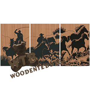 Horse Round-Up Triptych - Advanced | Fretwork Scroll Saw Pattern | Wooden Teddy Bear