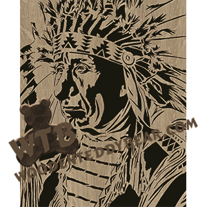 Oglala Chief Red Cloud - Advanced | Fretwork Scroll Saw Pattern | Wooden Teddy Bear