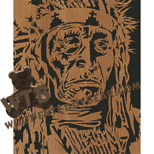 Oglala Chief William Lip - Advanced | Fretwork Scroll Saw Pattern | Wooden Teddy Bear