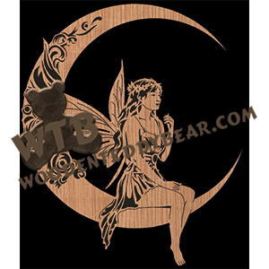 Fairy on Floral Moon - Advanced | Fretwork Scroll Saw Pattern | Wooden Teddy Bear