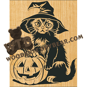 Cat & Pumpkin | Fretwork Scroll Saw Pattern | Wooden Teddy Bear