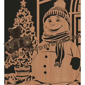 Snowman & Christman Tree | Fretwork Scroll Saw Pattern | Wooden Teddy Bear