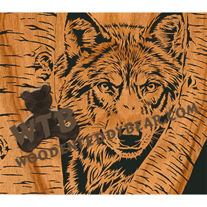 Wolf Behind Tree | Fretwork Scroll Saw Pattern | Wooden Teddy Bear