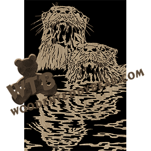 Otters in Water | Fretwork Scroll Saw Pattern | Wooden Teddy Bear