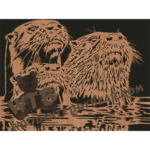 Otters in Water #2 | Fretwork Scroll Saw Pattern | Wooden Teddy Bear