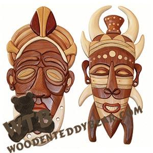 Mask Set #2 | Intarsia Scroll Saw Pattern | Wooden Teddy Bear