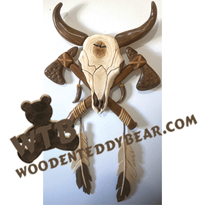 Skull & Feathers | Fretwork Scroll Saw Pattern | Wooden Teddy Bear