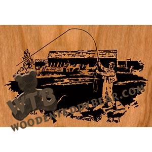 Fly Fisher fretwork scroll saw pattern | The Wooden Teddy Bear