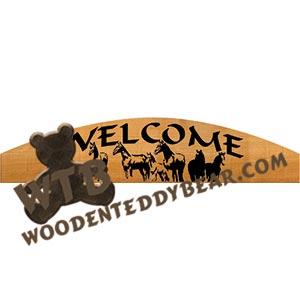 Door Topper Welcome Plaque Horses fretwork scroll saw pattern | The Wooden Teddy Bear