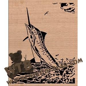 Striped Marlin fretwork scroll saw pattern | The Wooden Teddy Bear