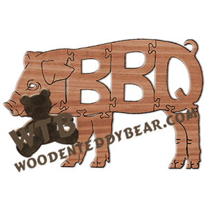 BBQ (Pig) | Fretwork Scroll Saw Pattern | Wooden Teddy Bear