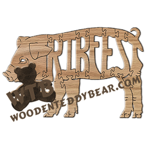 Ribfest (Pig) | Fretwork Scroll Saw Pattern | Wooden Teddy Bear