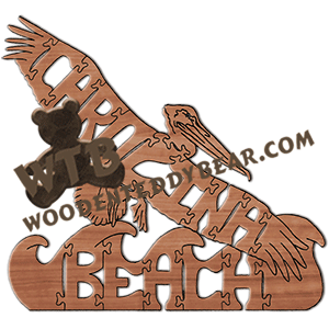 Carolina Beach (Pelican) | Fretwork Scroll Saw Pattern | Wooden Teddy Bear