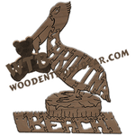 Carolina Beach (Pelican Sitting) | Fretwork Scroll Saw Pattern | Wooden Teddy Bear