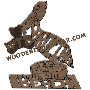 Carolina Beach (Pelican Sitting) | Fretwork Scroll Saw Pattern | Wooden Teddy Bear