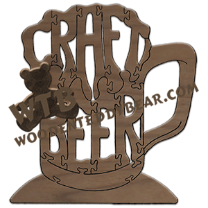 Craft Beer (Single Mug) | Fretwork Scroll Saw Pattern | Wooden Teddy Bear