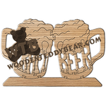 Craft Beer (2 Mugs) | Fretwork Scroll Saw Pattern | Wooden Teddy Bear