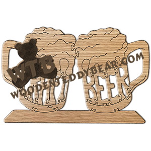 Craft Beer (2 Mugs) | Fretwork Scroll Saw Pattern | Wooden Teddy Bear